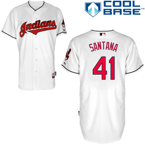 Carlos Santana #41 MLB Jersey-Cleveland Indians Men's Authentic Home White Cool Base Baseball Jersey